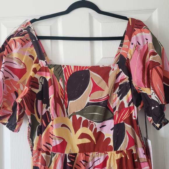 Crystal Sky 2XL Floral Puff Cotton Sleeve Dress Safari Colorful Tropical #48 - Picture 4 of 9